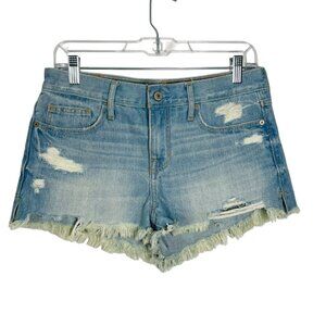 Abercrombie & Fitch Womens Mid Rise Distressed Jean Shorts Size 27 Light Wash